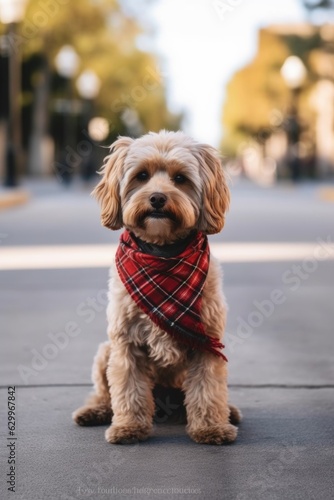 well-groomed dog with a stylish bandana