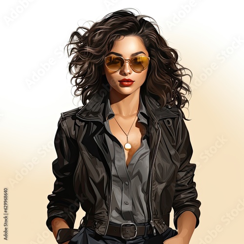 Wallpaper Mural Clipart, Illustration   Girl in a Chic Leather Jacket Torontodigital.ca