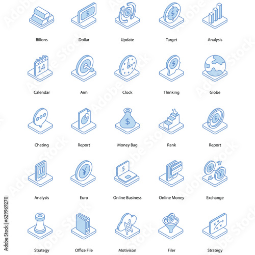 Business icons set. online business, e-commerce, finance icons, such as business man, business bag, avatar, office, etc