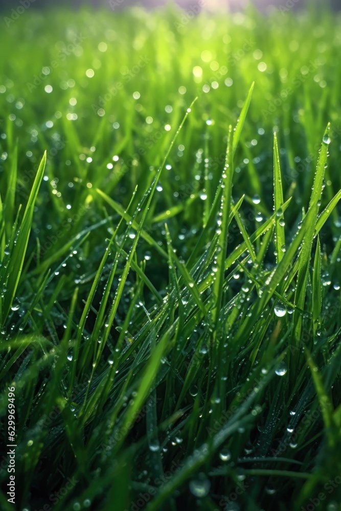 morning dew on vibrant green grass close-up morning dew on vibrant green grass close-up