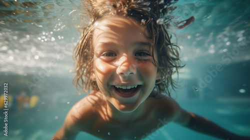 child in the water laughing and swimming © Marc
