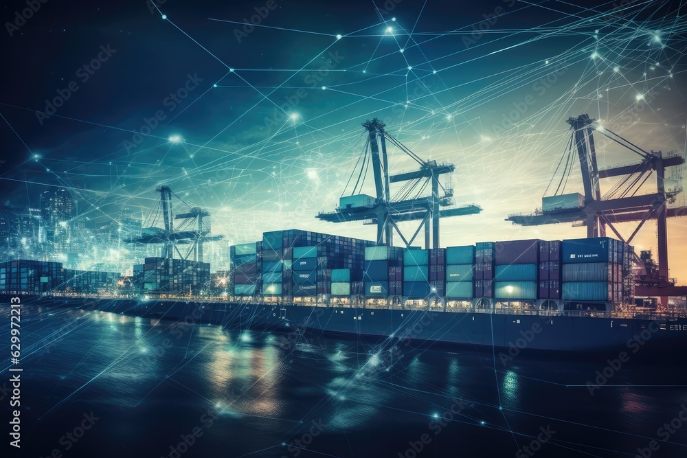 Obraz premium Smart Container Transportation Terminal