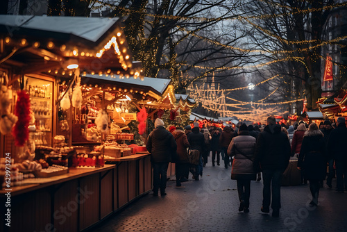 Christmas Market with stalls and vendor