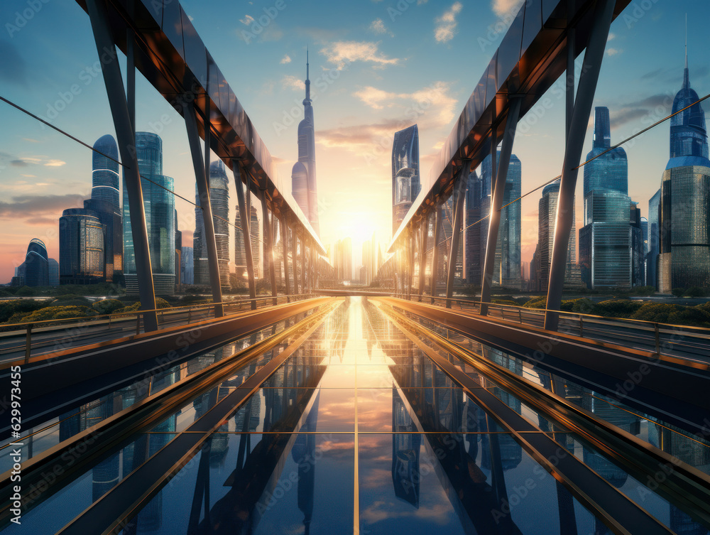 Obraz premium empty floor with modern building