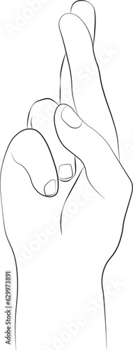 Canvas Print Cross your fingers or fingers crossed hand gesture line art