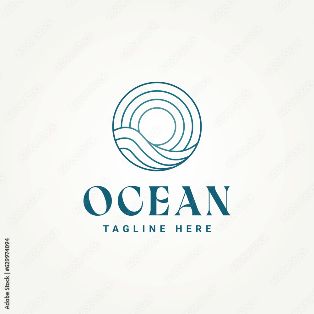 simple minimalist ocean line art icon logo template vector illustration design simple minimalist ocean line art icon logo template vector illustration design