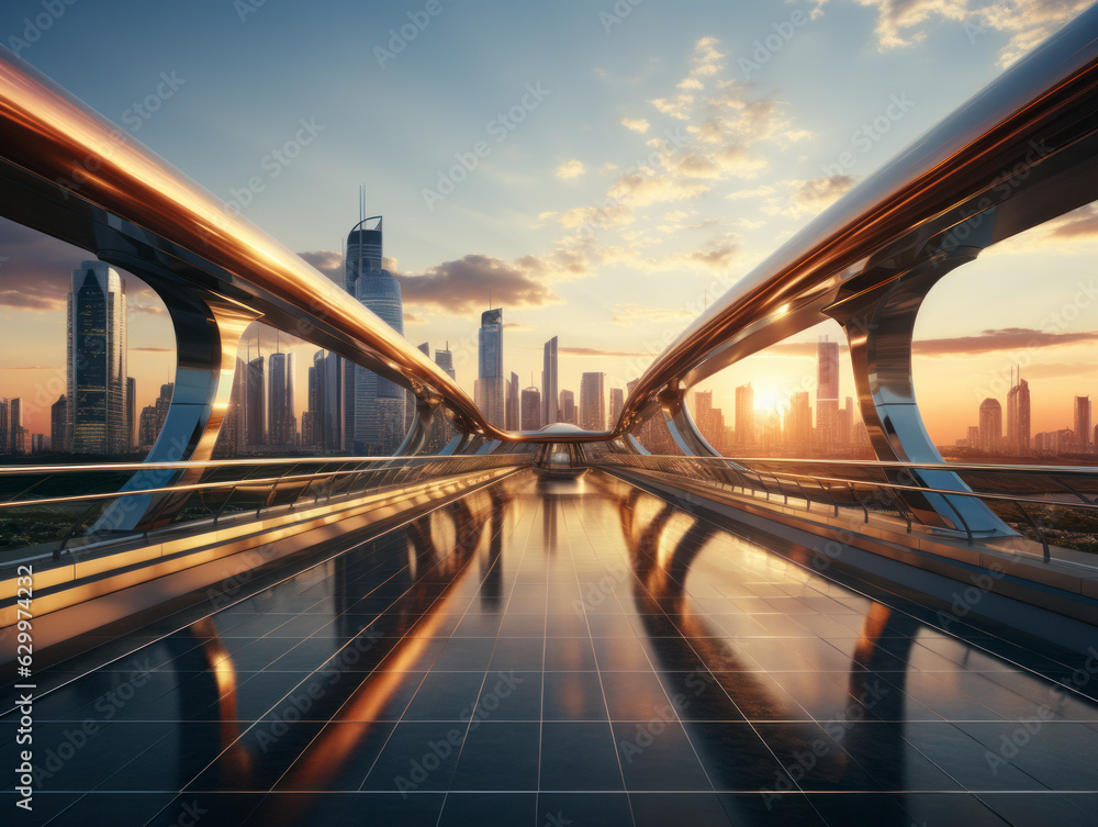 Fototapeta premium empty floor with modern building