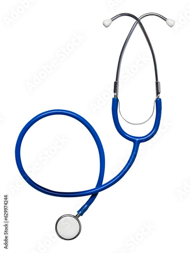 Blue stethoscope cut out on transparent background