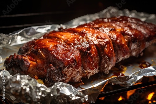 bbq ribs wrapped in foil for slow cooking