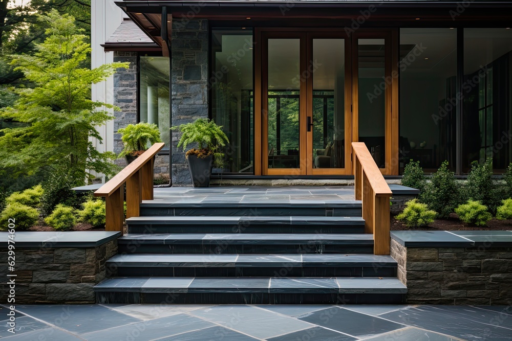 Bluestone Steps with Stainless Steel Railing The Perfect Front Entry
