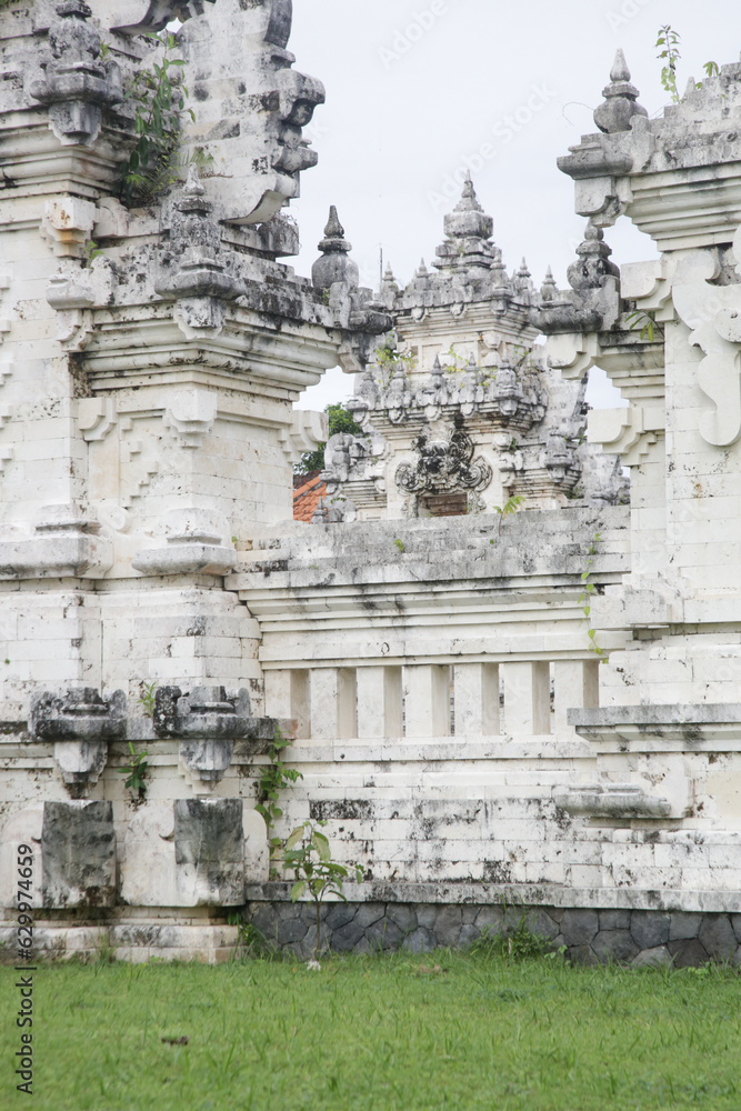 A part of white Hindu temple on the island of Bali, Indonesia