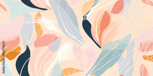 Pastel abstract summer artistic illustration pattern. Creative collage contemporary seamless pattern. Fashionable template for design