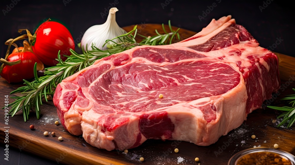 Premium Cut: Raw Bone-In Ribeye Steak for Juicy and Robust Flavors. Perfect for Grilling and Seasoning with Your Favorite Rub: Generative AI