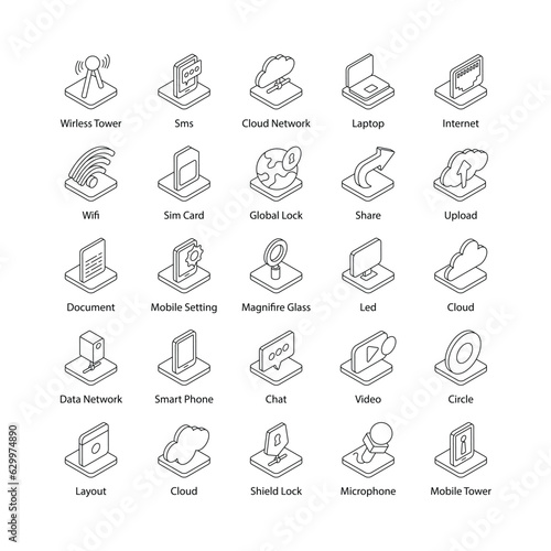 Network and communication icons set. communication vector set. network icons set. such as communication, chat, online meeting, chatting, global network, etc