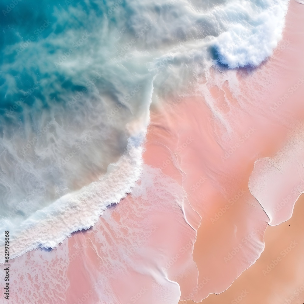 Pink Sands and Breaking Waves: A Coastal Aerial View