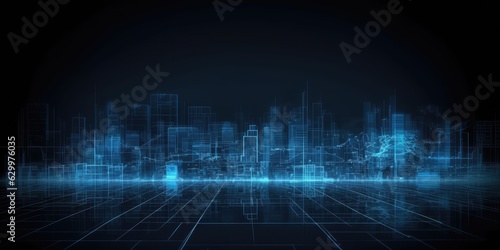 blue big data city science and technology background