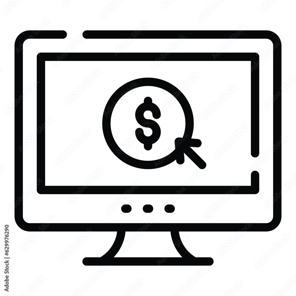 Dollar coin inside with pointing arrow concept vector of pay per click, Ppc design Dollar coin inside with pointing arrow concept vector of pay per click, Ppc design