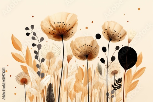 abstract picture for interior design  floral . AI Generated