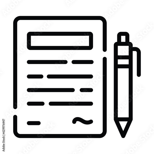 Paper with pen denoting contract icon in trendy style, ready to use vector