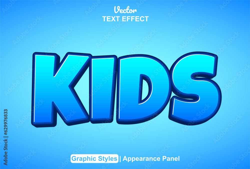 kids text effect with blue color graphic style editable kids text effect with blue color graphic style editable