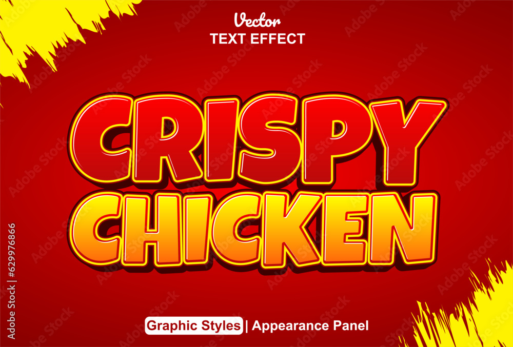 Crispy chicken text effect with orange graphic style and editable.