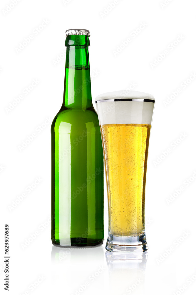 Bier Flasche und Glas Bier Flasche und Glas