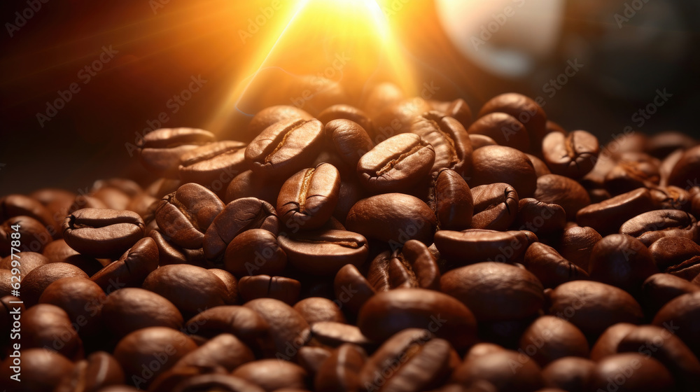 Photo of coffee beans, Background, Generative Ai Photo of coffee beans, Background, Generative Ai