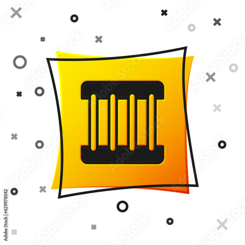 Black Prison window icon isolated on white background. Yellow square button. Vector