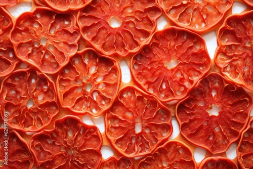 dehydrated tomato slices arranged in a pattern © Natalia
