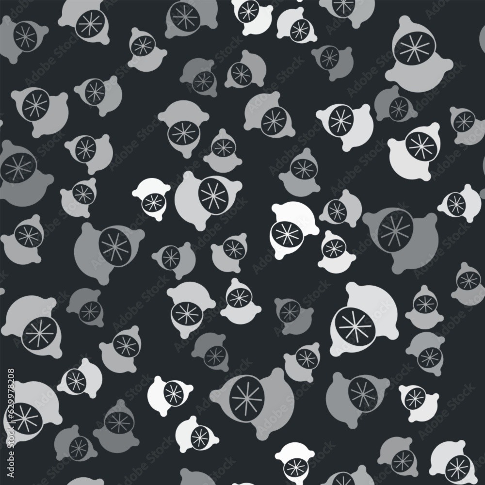 Grey Lime icon isolated seamless pattern on black background. Vector