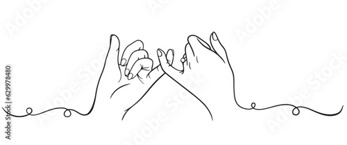 Line art vector illustration of a pair of couple hands