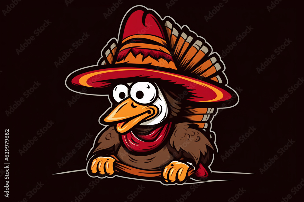 Cartoon turkey with pilgrim hat and bow free clip art, in the style of energy