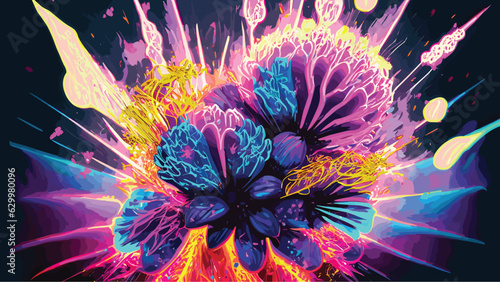 exploding photon flowers acrylic paint maximalism