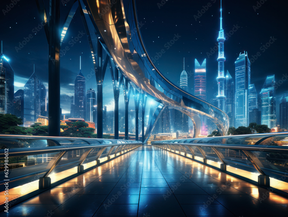 Obraz premium empty floor with modern bridge