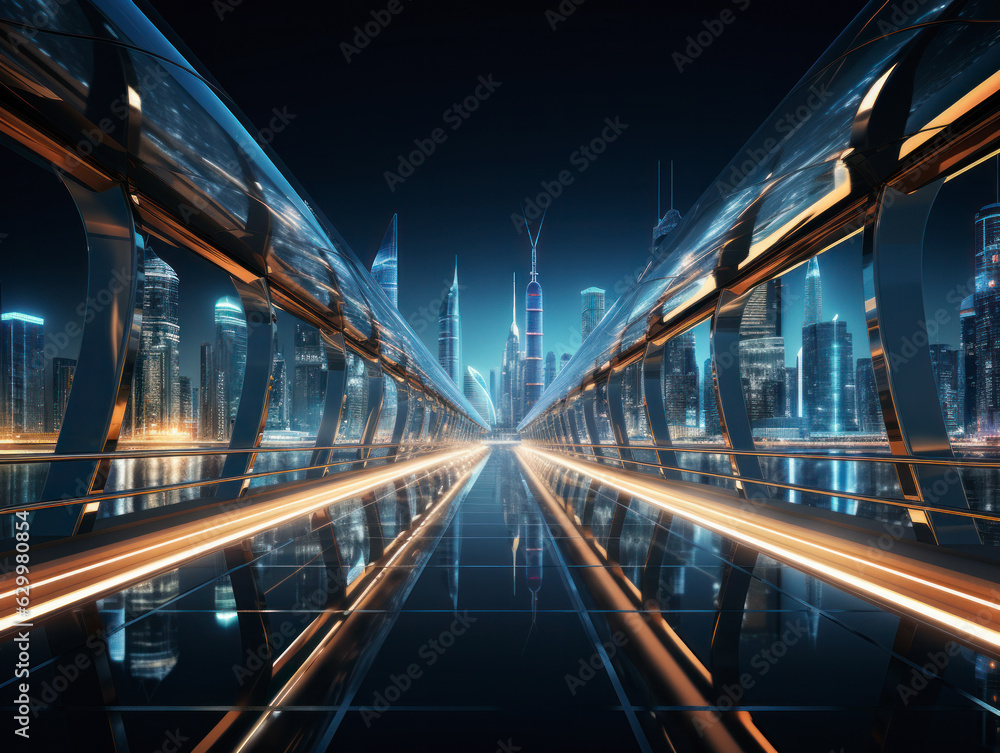 Fototapeta premium empty floor with modern bridge