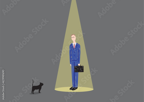 孤独なビジネスマンと黒猫
