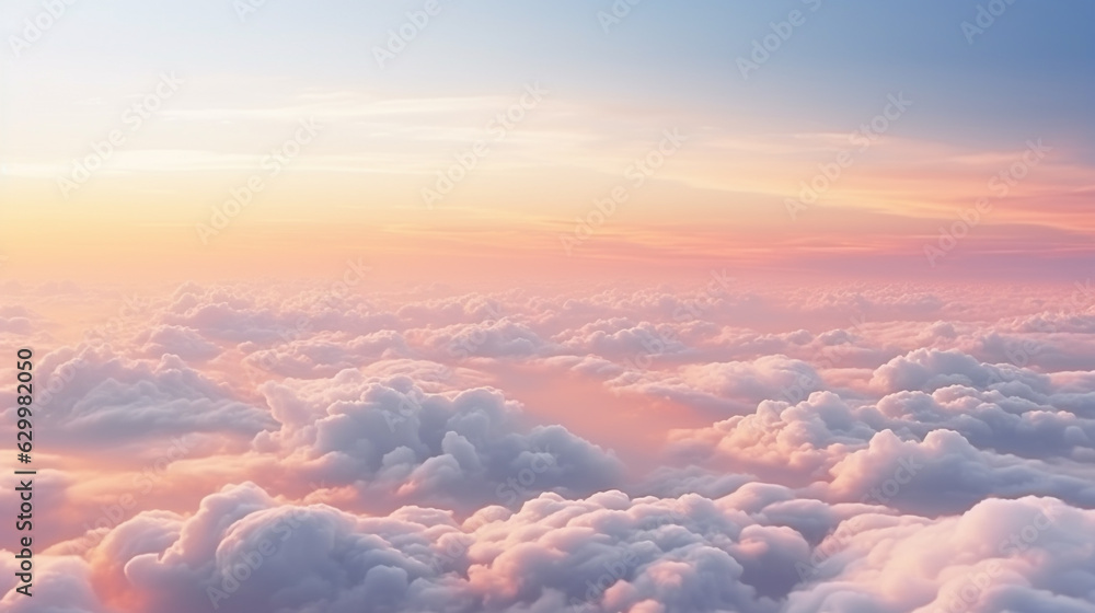 sunset above colorful clouds background made with Generative AI