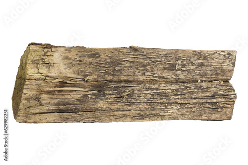 A piece of old log on a white background