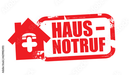Hausnotruf - häusliche Pflege - Stempel mit deutschem Text und Symbol