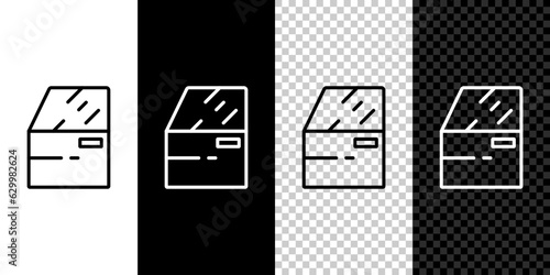 Set line Car door icon isolated on black and white background. Vector