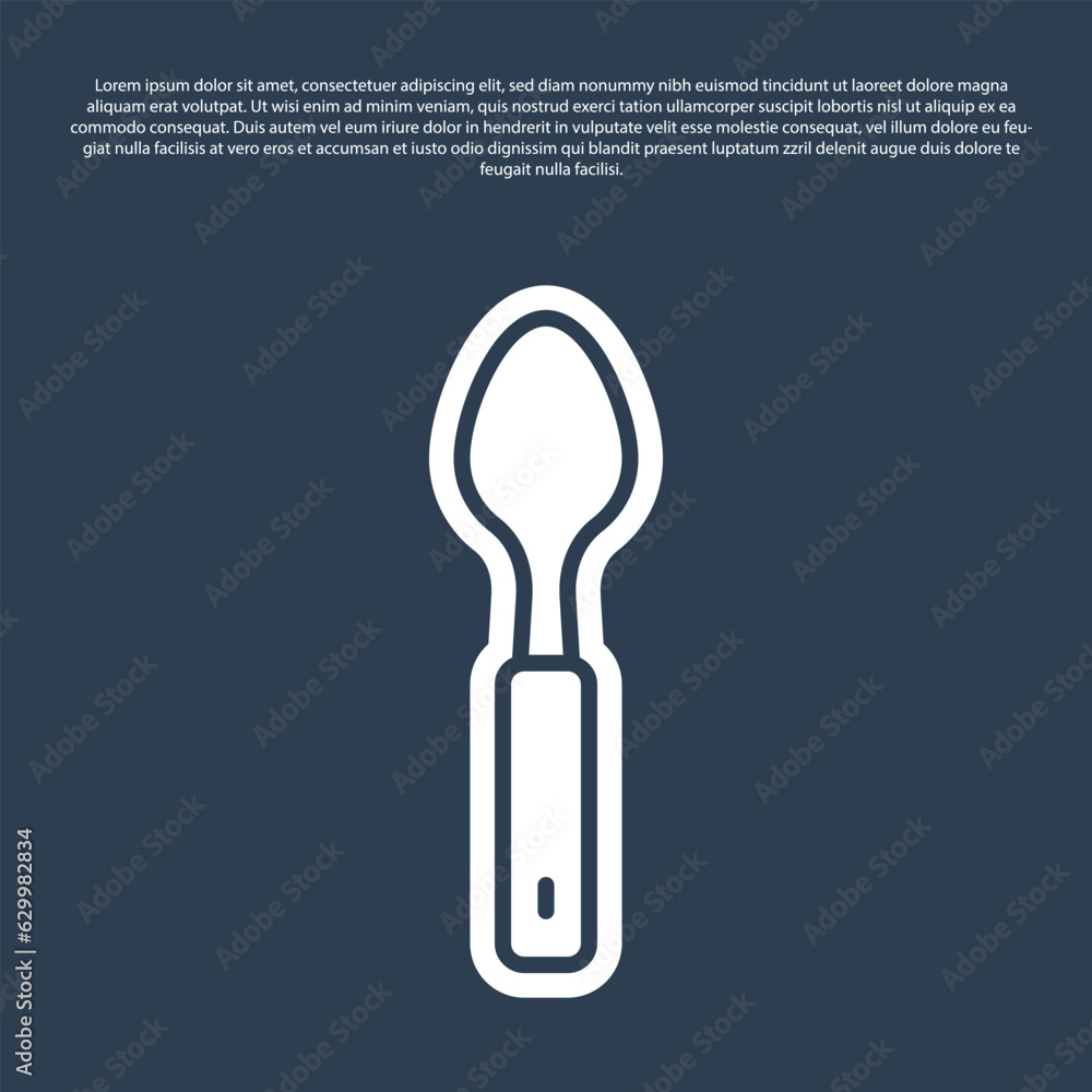Blue line Spoon icon isolated on blue background. Cooking utensil. Cutlery sign. Vector Blue line Spoon icon isolated on blue background. Cooking utensil. Cutlery sign. Vector