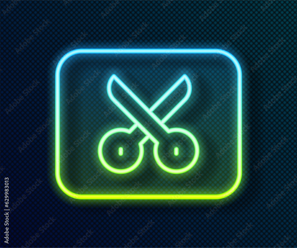 Glowing neon line Music or video editing icon isolated on black background. Vector Glowing neon line Music or video editing icon isolated on black background. Vector