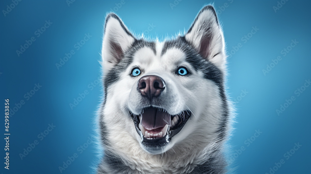 cachorrinho engraçado no fundo azul
