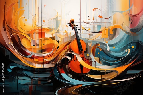 abstract picture for interior design, lines and waves of bright colors . AI Generated