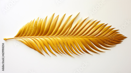 folha de palma dourada em fundo branco 