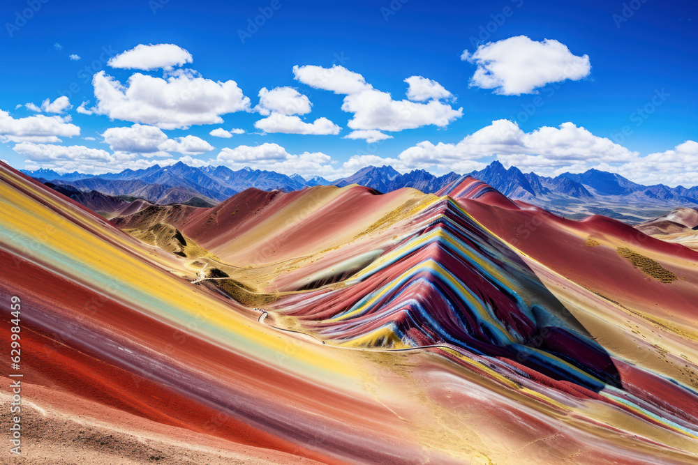 In Peru's stunning landscape, - breathtaking mountain views and colorful rainbows in Cuzco. Nature's beauty makes the journey truly unforgettable. - obrazy, fototapety, plakaty 