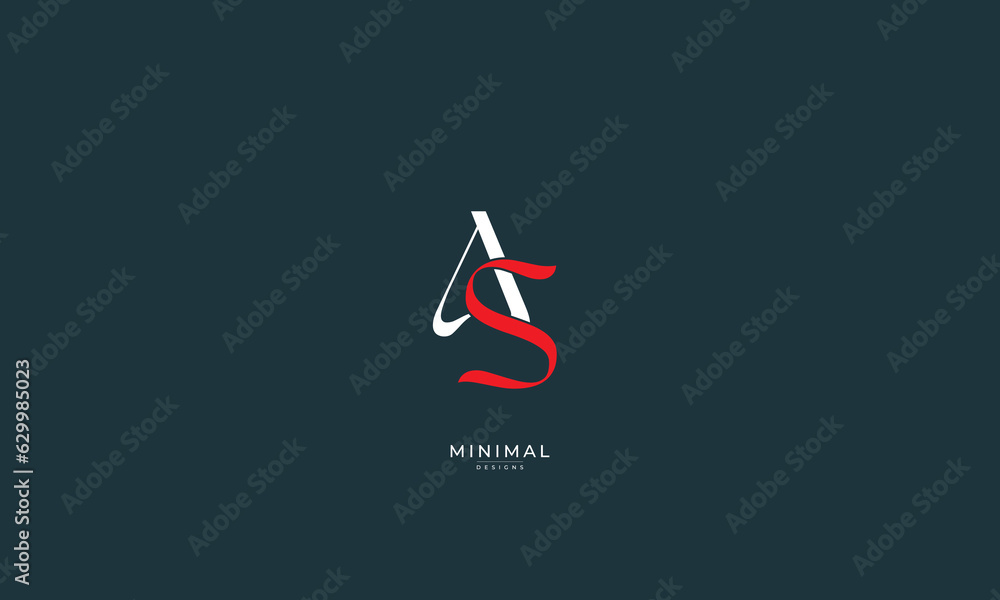 Fototapeta premium Alphabet letter icon monogram logo AS