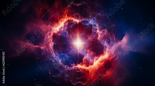 centrum of universe, light in nebula, abstract cosmic background. Cosmic wallpaper.