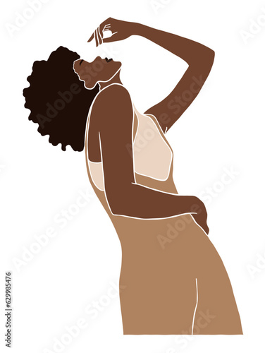 Abstract beautiful black woman portrait illustration. Vector illustration.