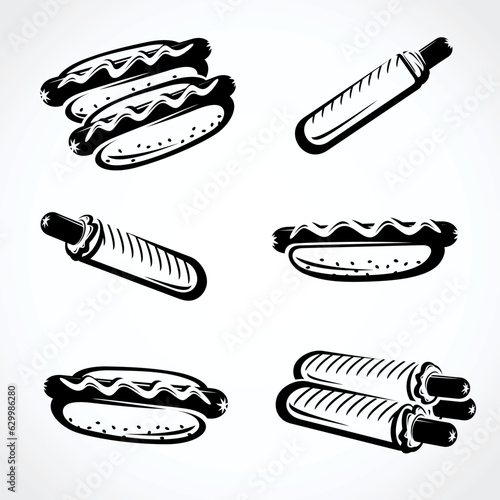 Hot dog set. Collection icon hot-dog. Vector